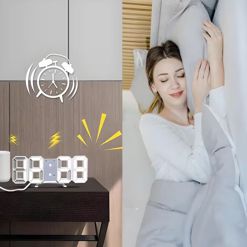 3D LED Digital Alarm Clock with Large Easy-Read Display