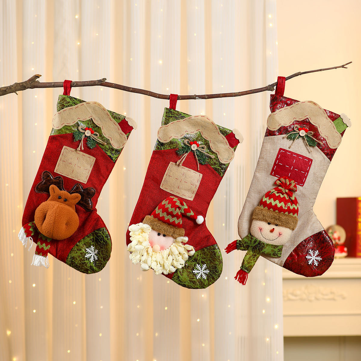 Christmas Stocking Decorations With Plush 3D Characters
