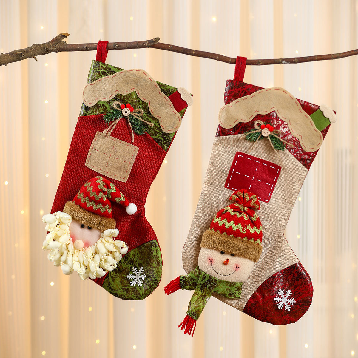 Christmas Stocking Decorations With Plush 3D Characters
