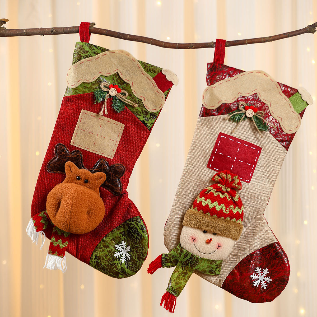 Christmas Stocking Decorations With Plush 3D Characters