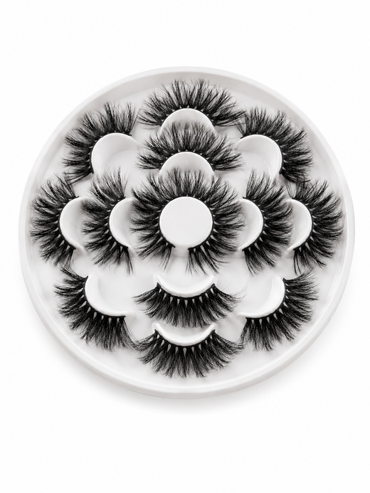 3D Mink False Lashes 25mm — 7 Pairs Wispy Set