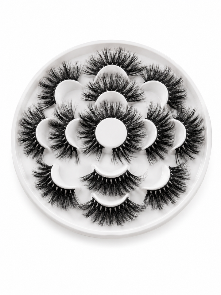 3D Mink False Lashes 25mm — 7 Pairs Wispy Set