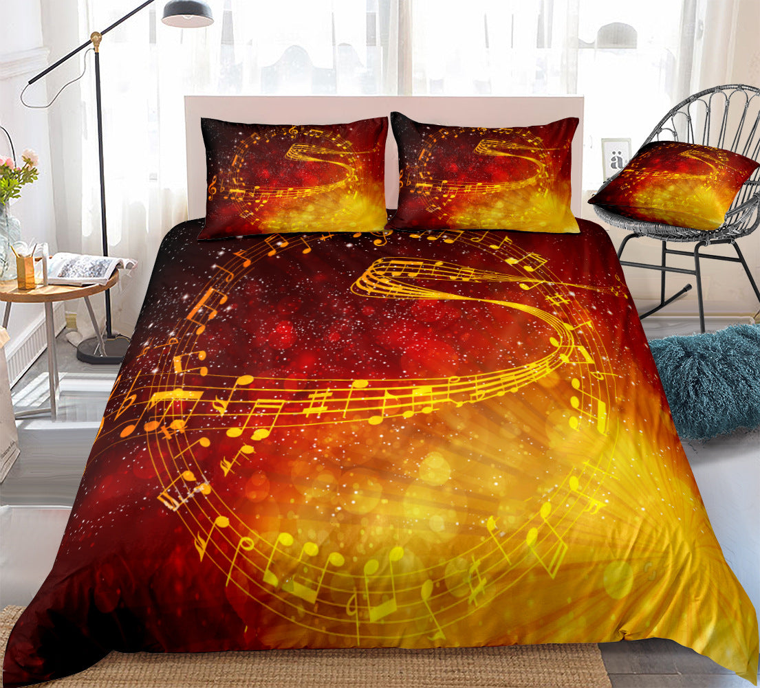 3-Piece Musical Quilt Cover Set for Bold Bedroom Style