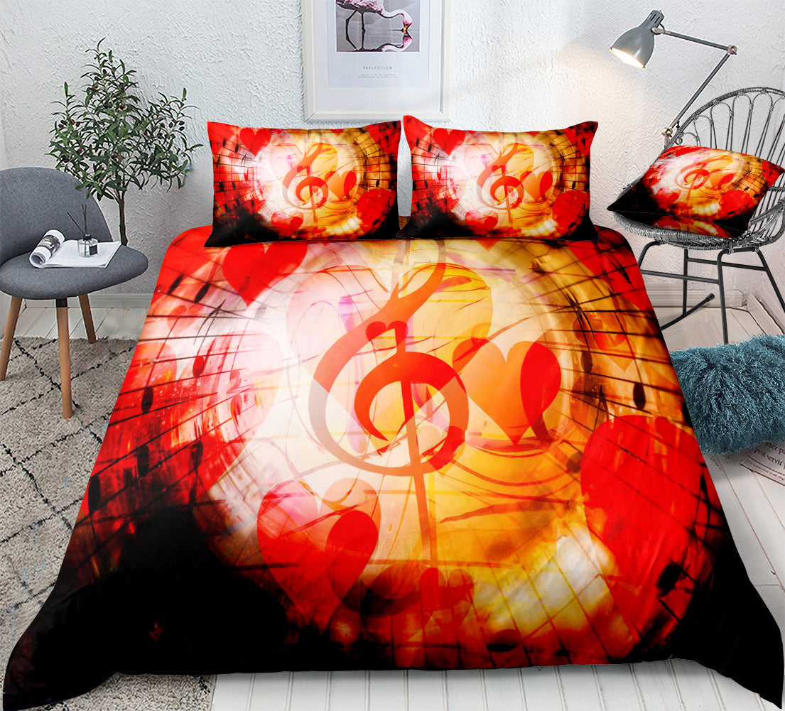 3-Piece Musical Quilt Cover Set for Bold Bedroom Style