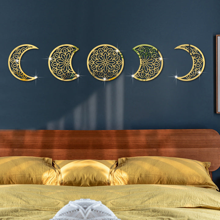 3D Moon Phase Wall Sticker for Reflective Celestial Decor