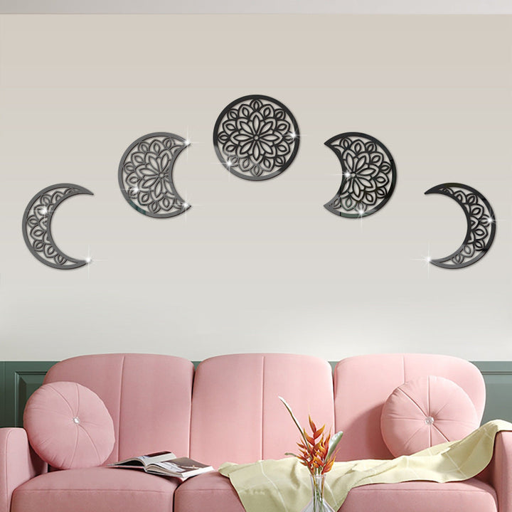 3D Moon Phase Wall Sticker for Reflective Celestial Decor