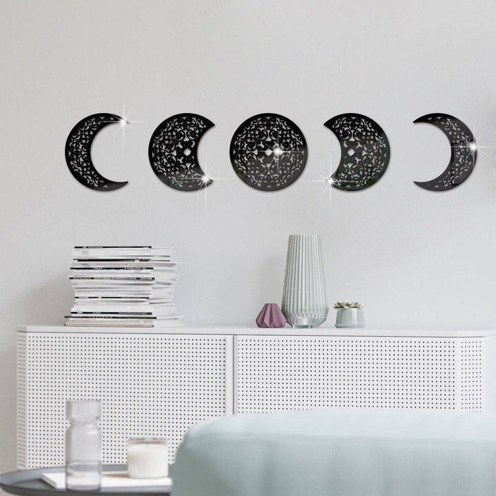 3D Moon Phase Wall Sticker for Reflective Celestial Decor