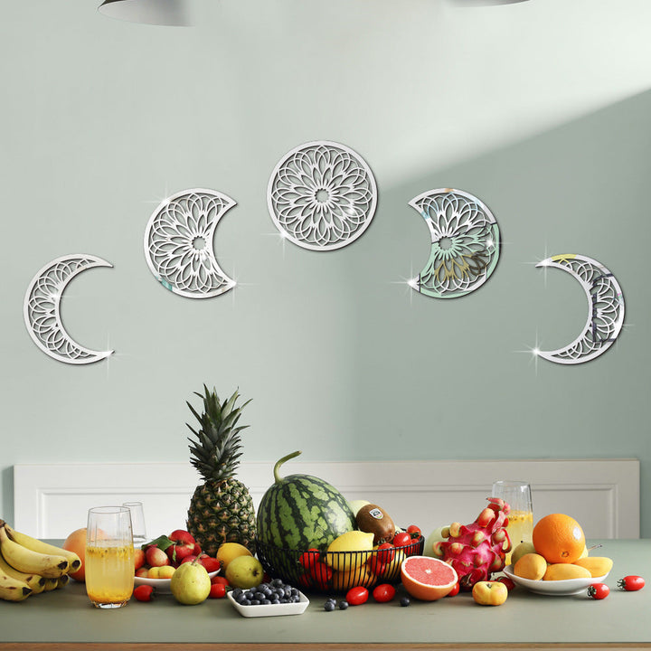 3D Moon Phase Wall Sticker for Reflective Celestial Decor
