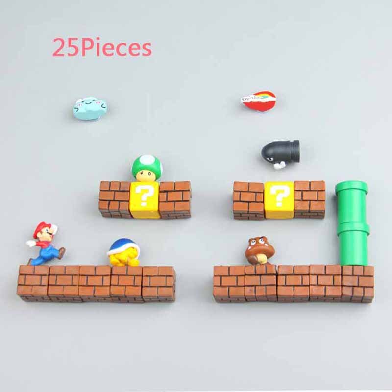 Super Mario Fridge Magnets: 8-Piece 3D Resin Decor Set