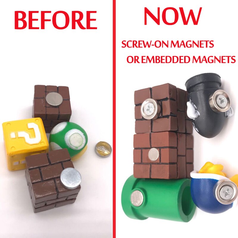 Super Mario Fridge Magnets: 8-Piece 3D Resin Decor Set