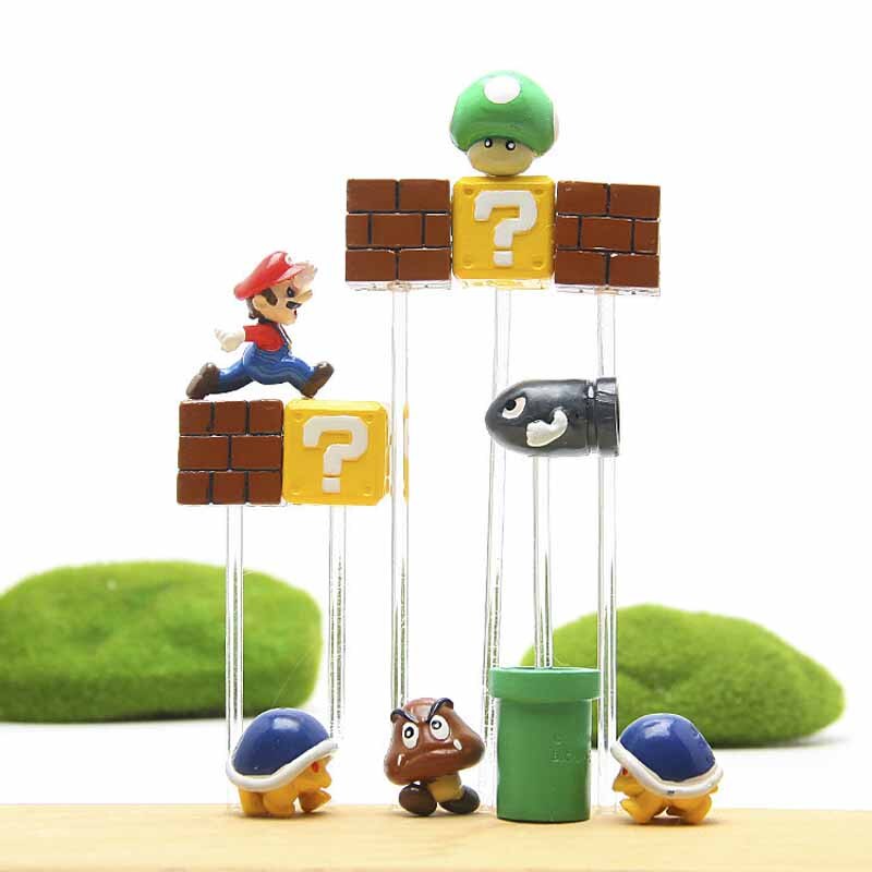 Super Mario Fridge Magnets: 8-Piece 3D Resin Decor Set