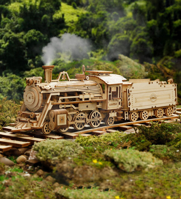 Wooden 3D Train Puzzle Model for Creative Building