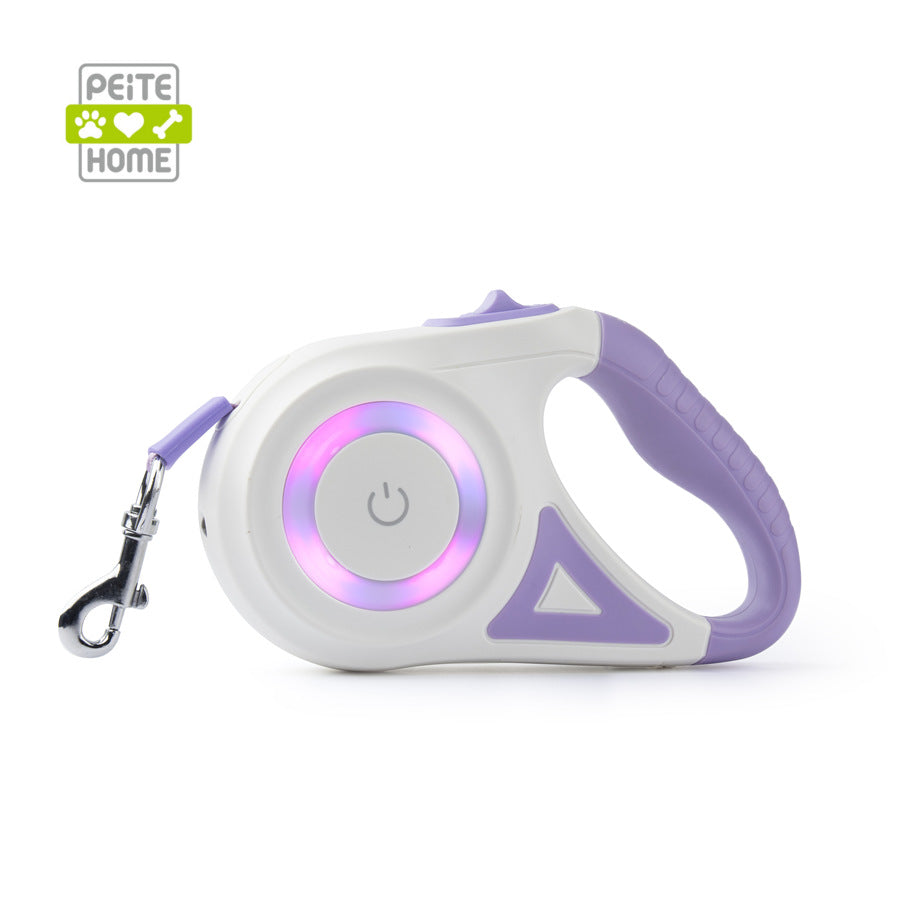 Retractable Dog Leash With Color Light For Walks
