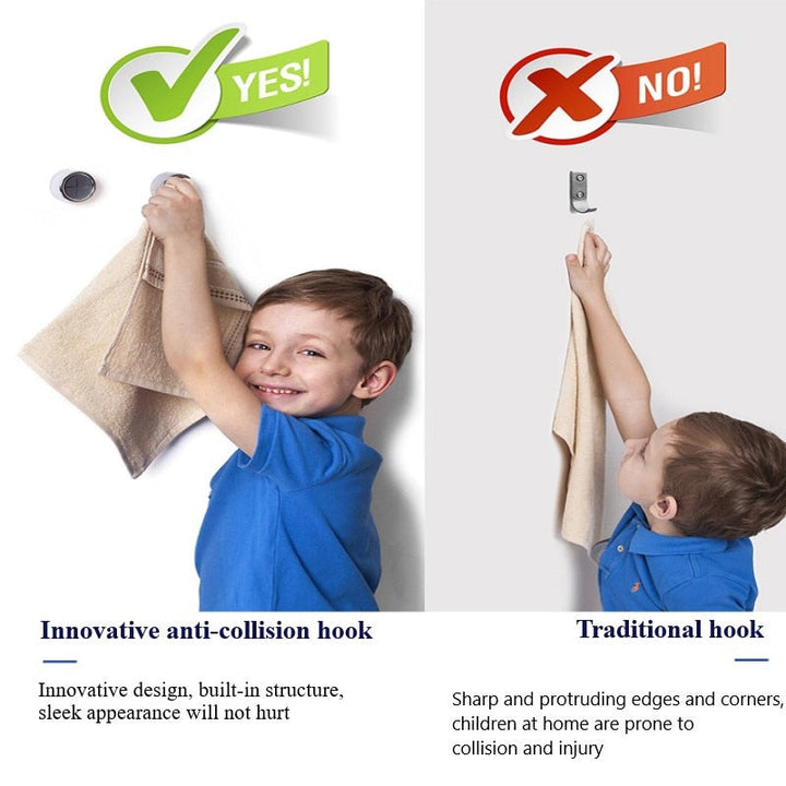 Adhesive Towel Hooks with Rounded Anti-Collision Design
