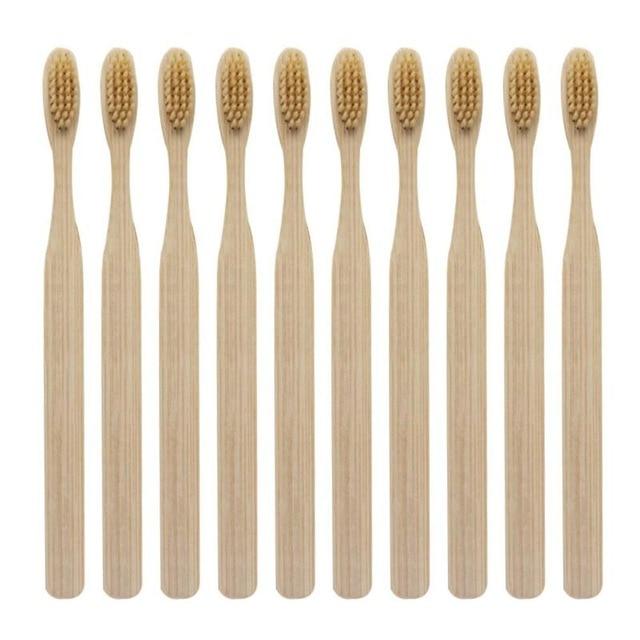Bamboo Toothbrushes 3 Pack, Plastic-Free Handles