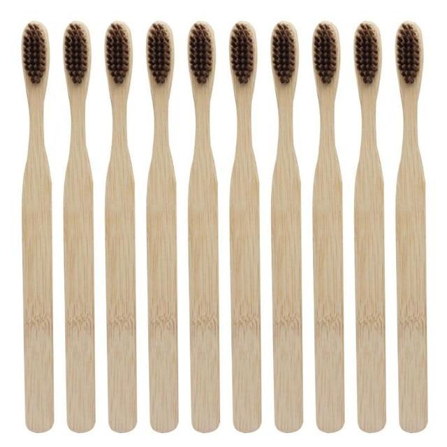 Bamboo Toothbrushes 3 Pack, Plastic-Free Handles