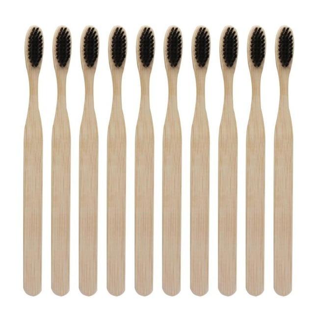 Bamboo Toothbrushes 3 Pack, Plastic-Free Handles