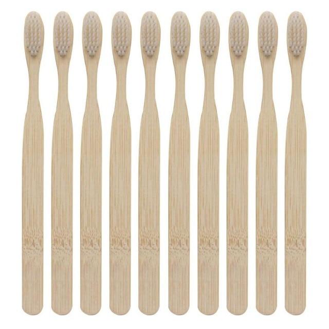 Bamboo Toothbrushes 3 Pack, Plastic-Free Handles