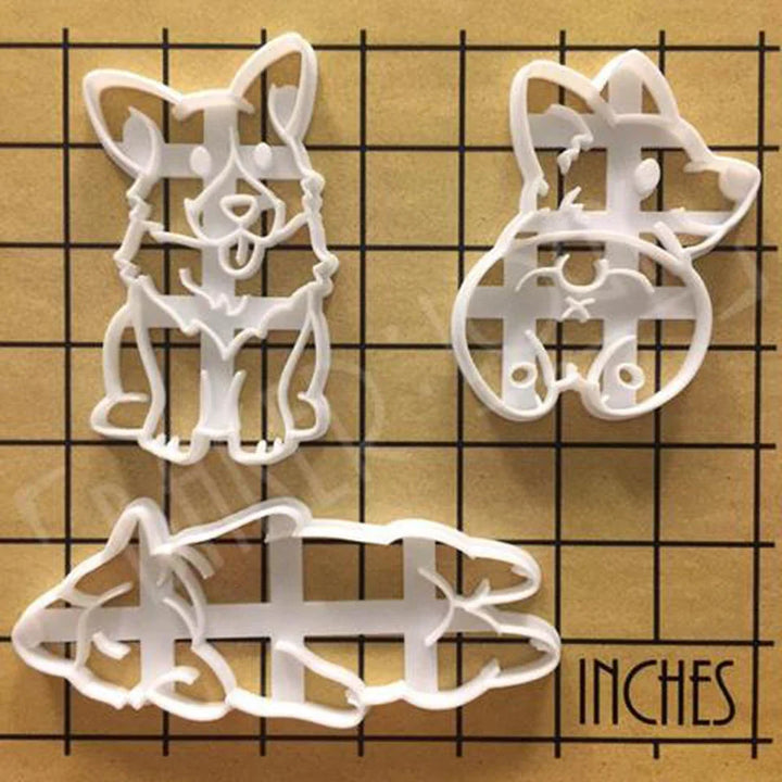 Corgi Cookie Cutter Set: 3 Dog Shapes for Baking Fun