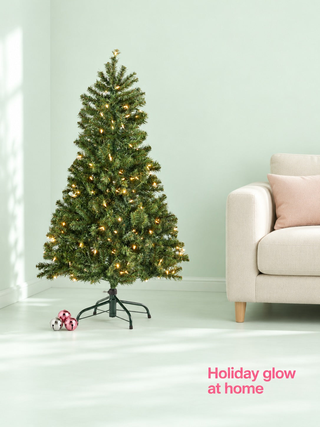 4.5 ft Pre-Lit Hinged Christmas Tree with Clear Lights