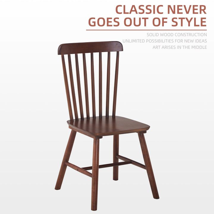 Walnut Spindle-Back Dining Chairs, Solid Wood Set of 4