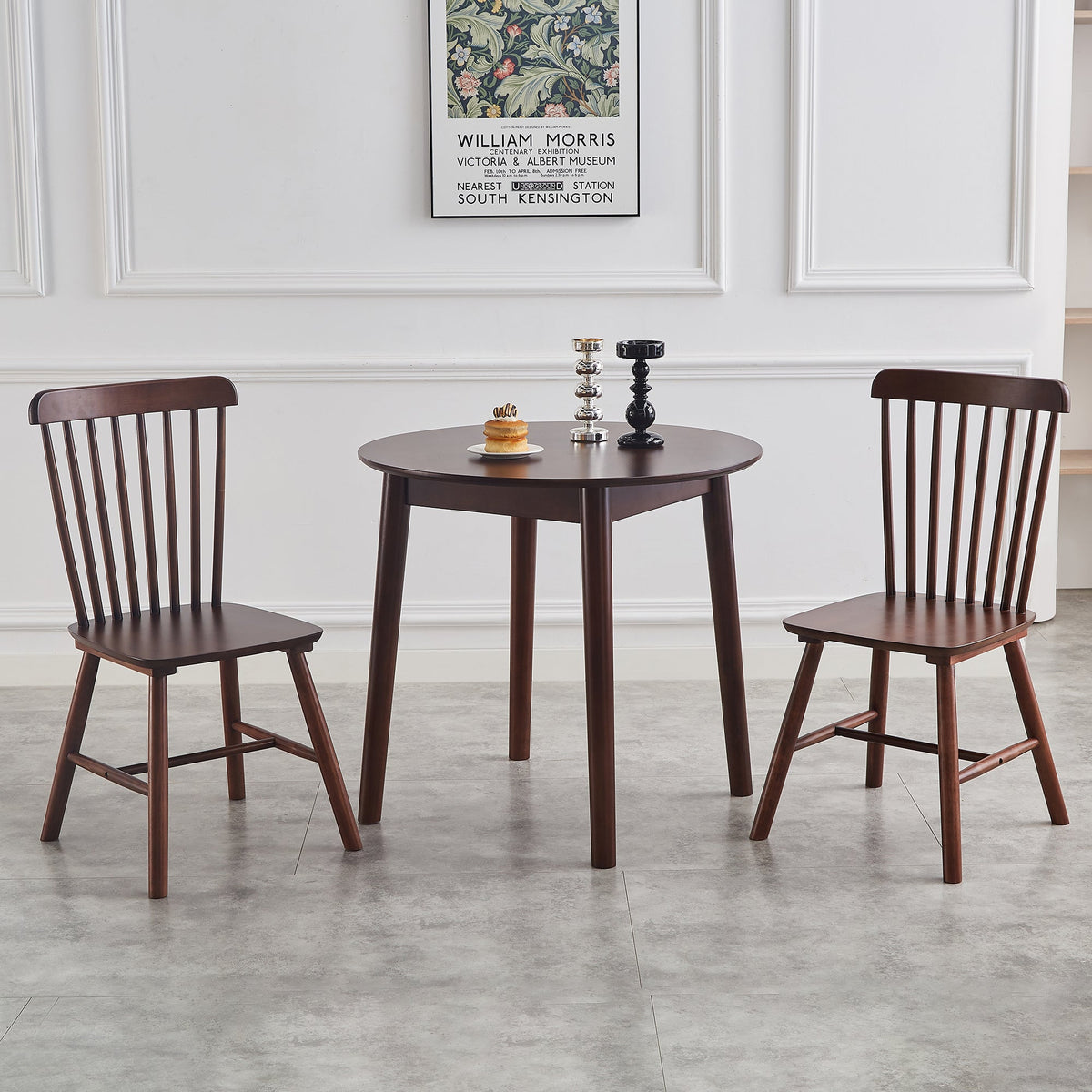 Walnut Spindle-Back Dining Chairs, Solid Wood Set of 4