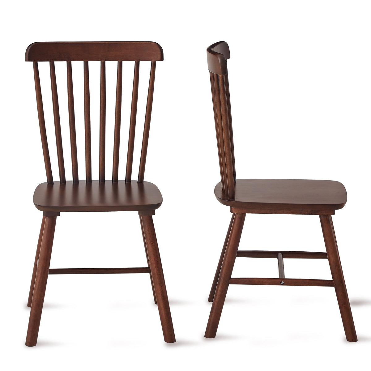 Walnut Spindle-Back Dining Chairs, Solid Wood Set of 4