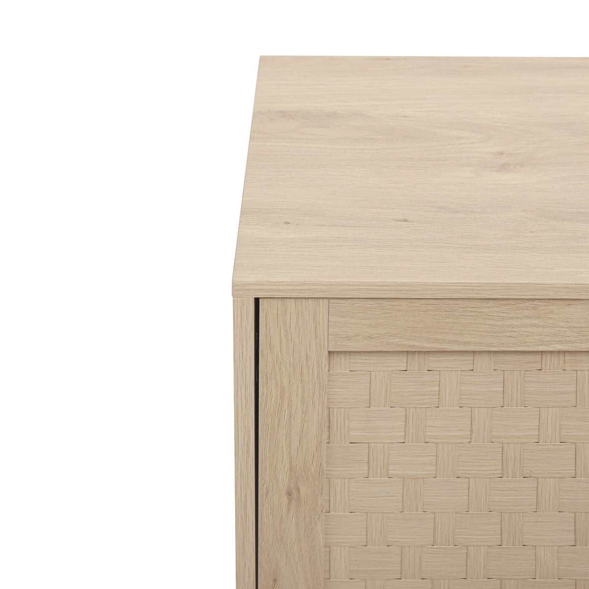 Woven Door Sideboard Buffet Cabinet with Adjustable Shelves