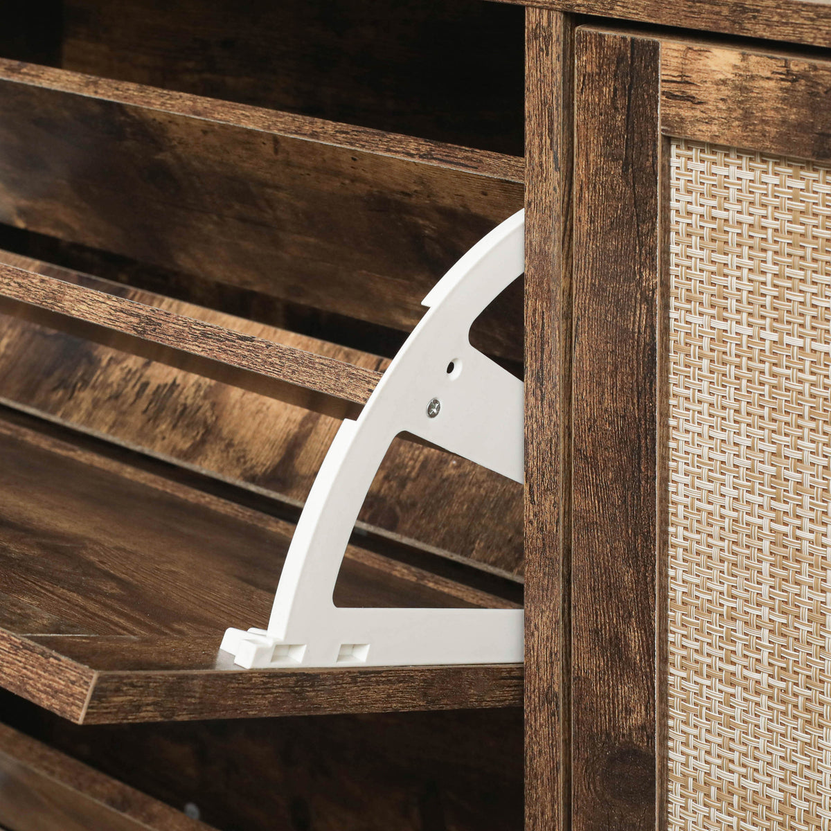 Entryway Shoe Rack Cabinet with Hidden Rustic Storage