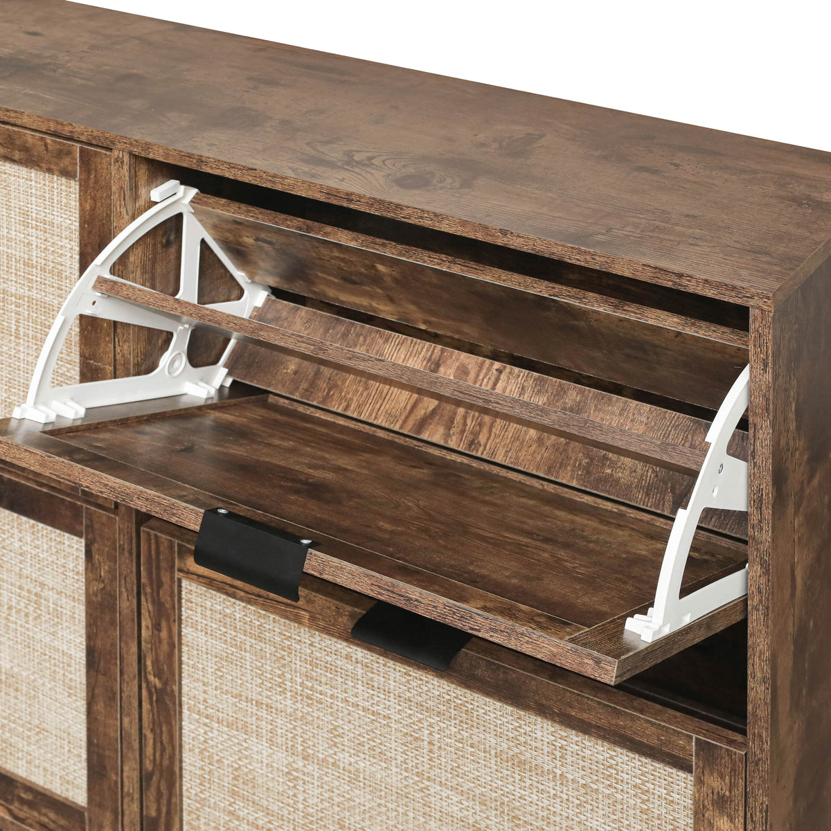 Entryway Shoe Rack Cabinet with Hidden Rustic Storage