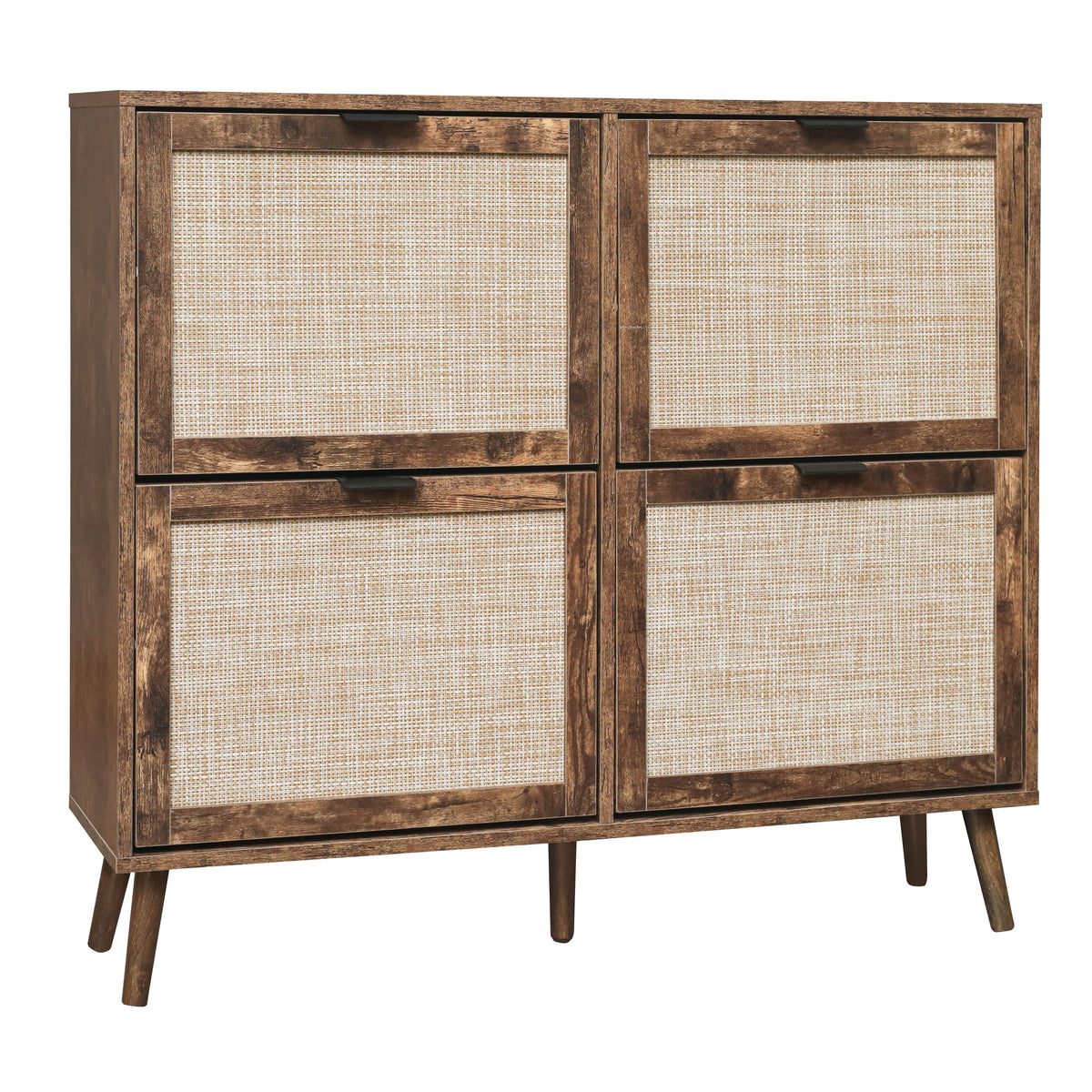 Entryway Shoe Rack Cabinet with Hidden Rustic Storage