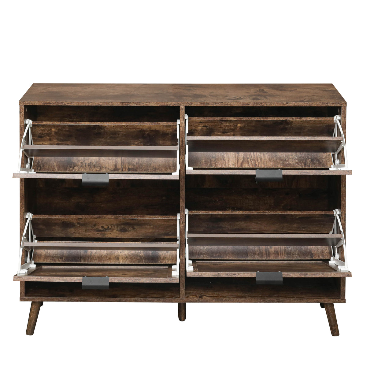 Entryway Shoe Rack Cabinet with Hidden Rustic Storage