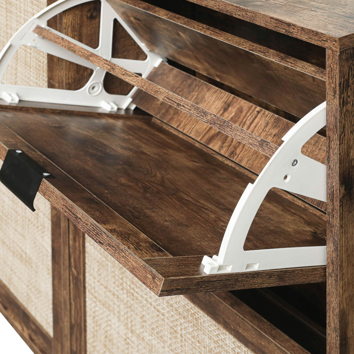 Entryway Shoe Rack Cabinet with Hidden Rustic Storage