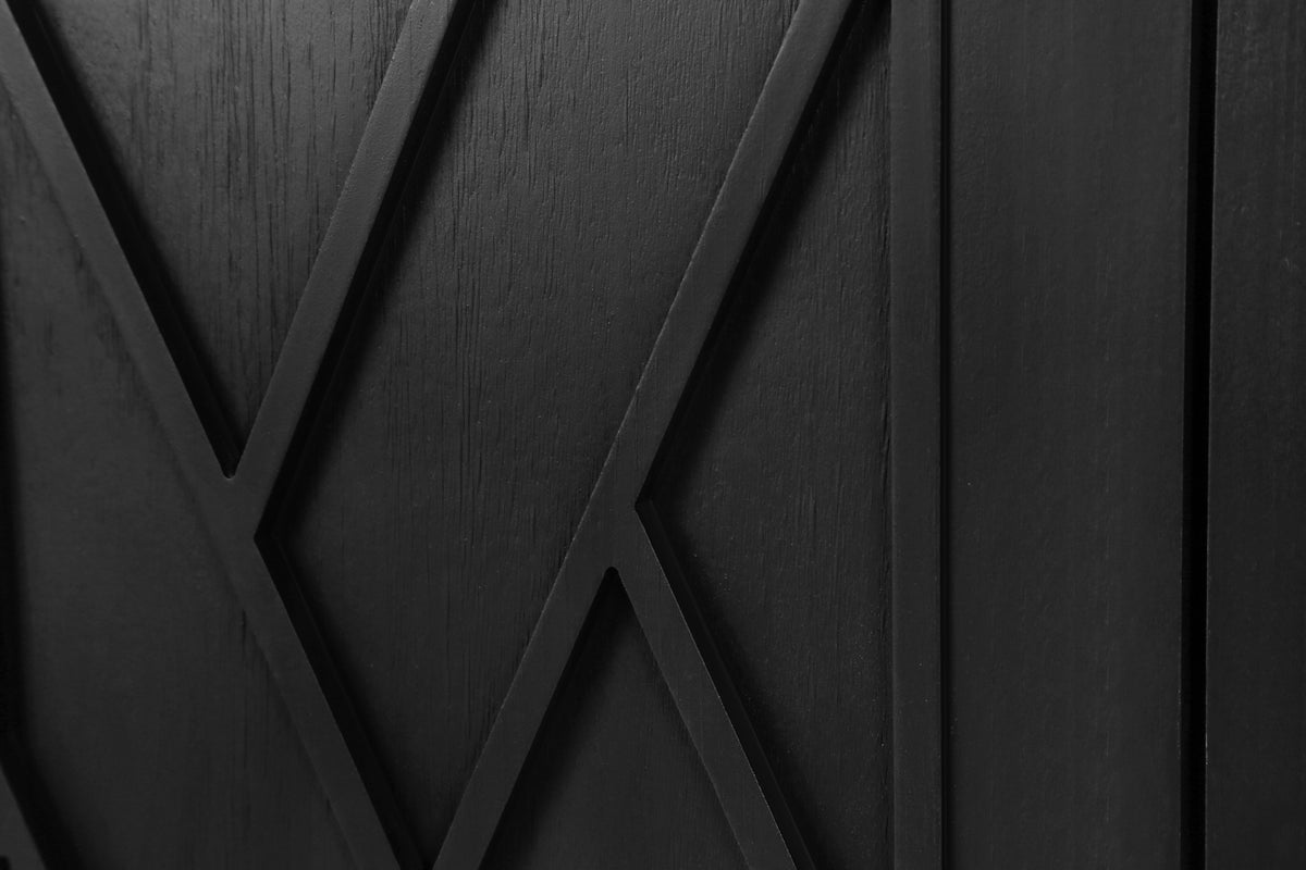 Black Wooden Sideboard with 4 Doors, Farmhouse Storage