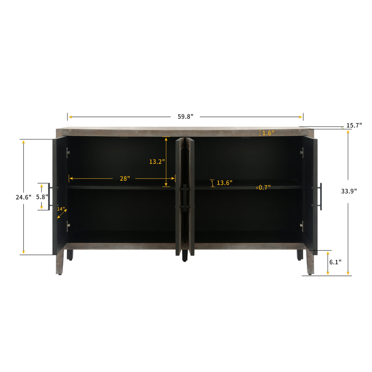 Farmhouse Wood Sideboard with X-Lattice Doors for Storage