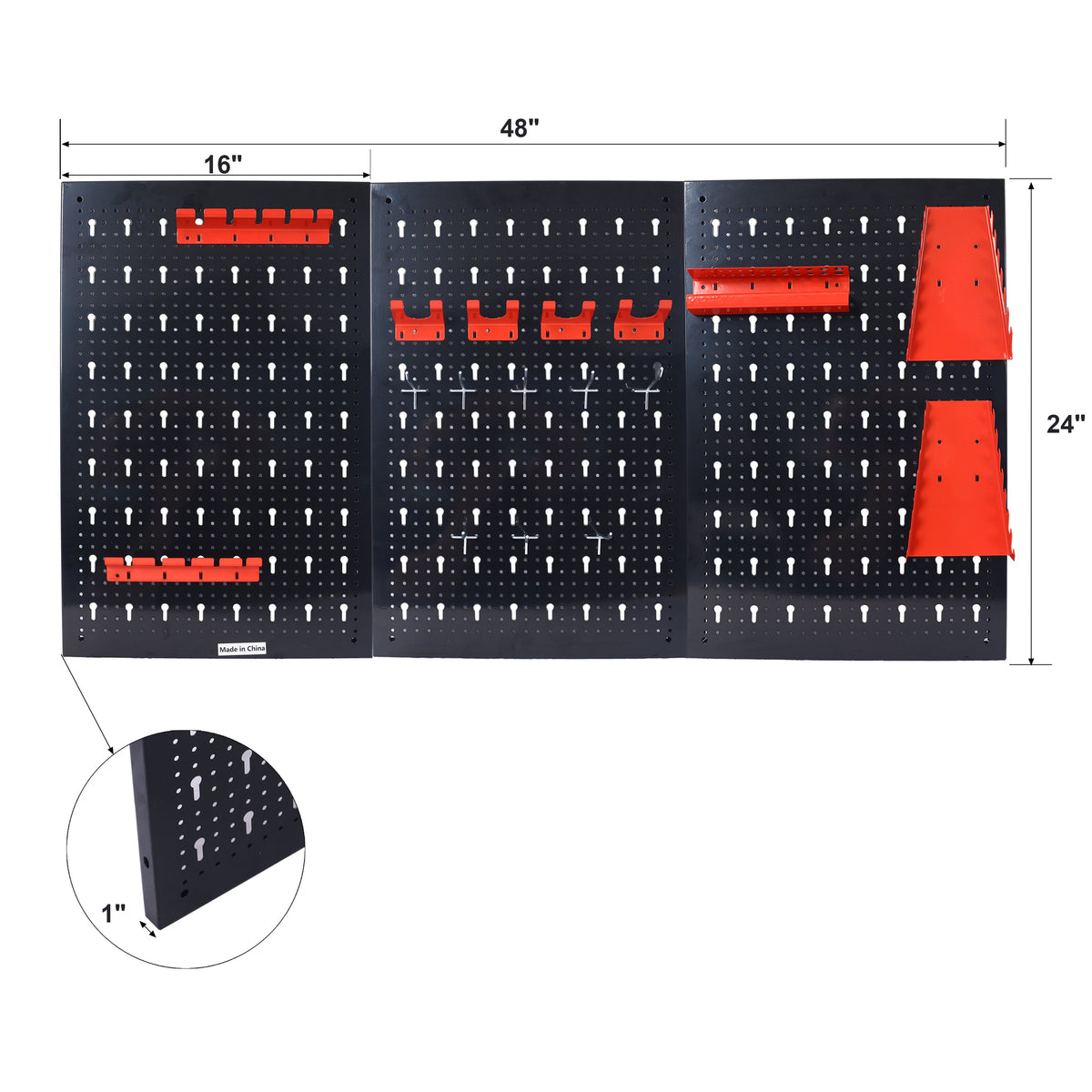 Metal Garage Pegboard Tool Rack, 4 ft Wall Organizer