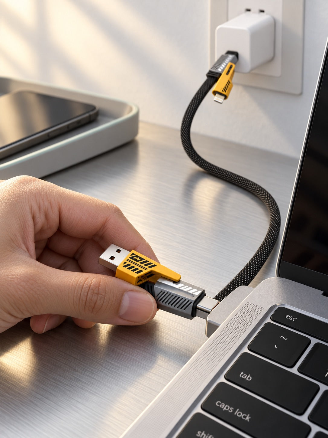 4-in-1 Fast Charging Cable: 65W Dual Type-C & PD27W