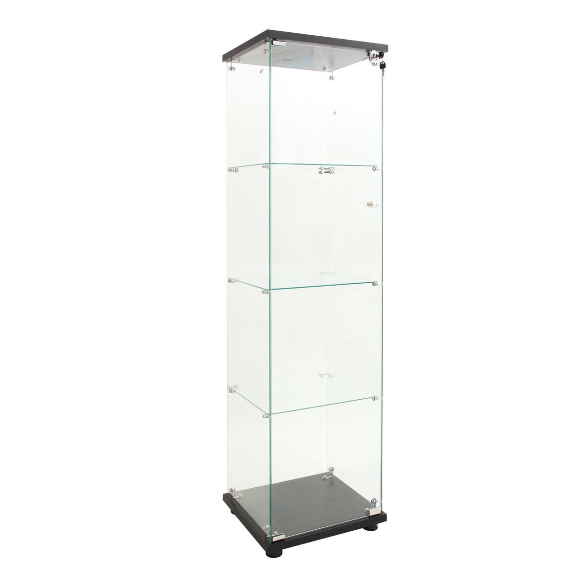 Lighted Glass Display Cabinet with 4 LED Shelves, Black
