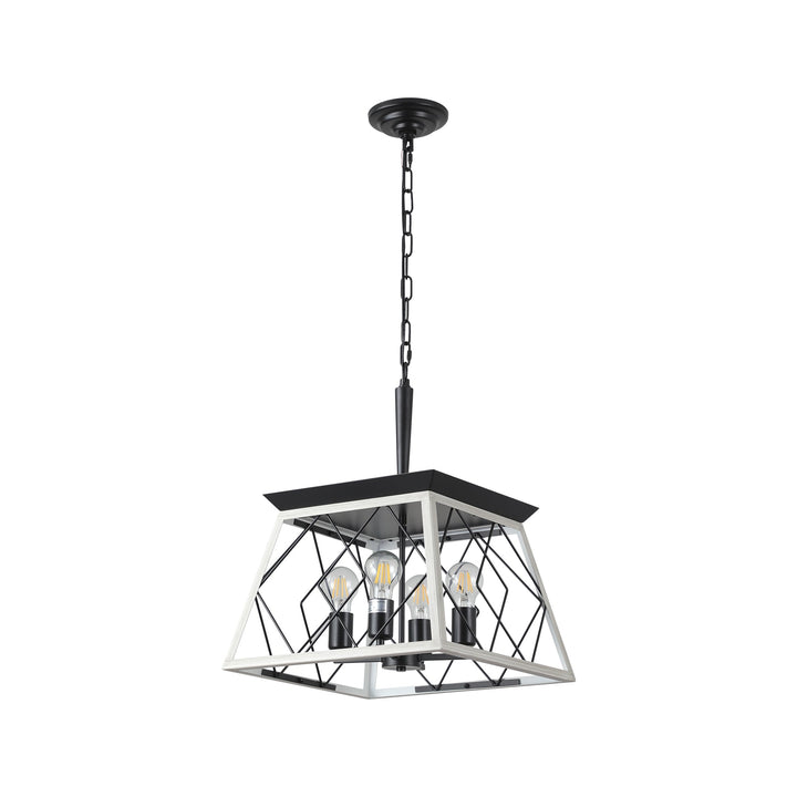 4-Light Farmhouse Dining Room Chandelier With Wire Cage