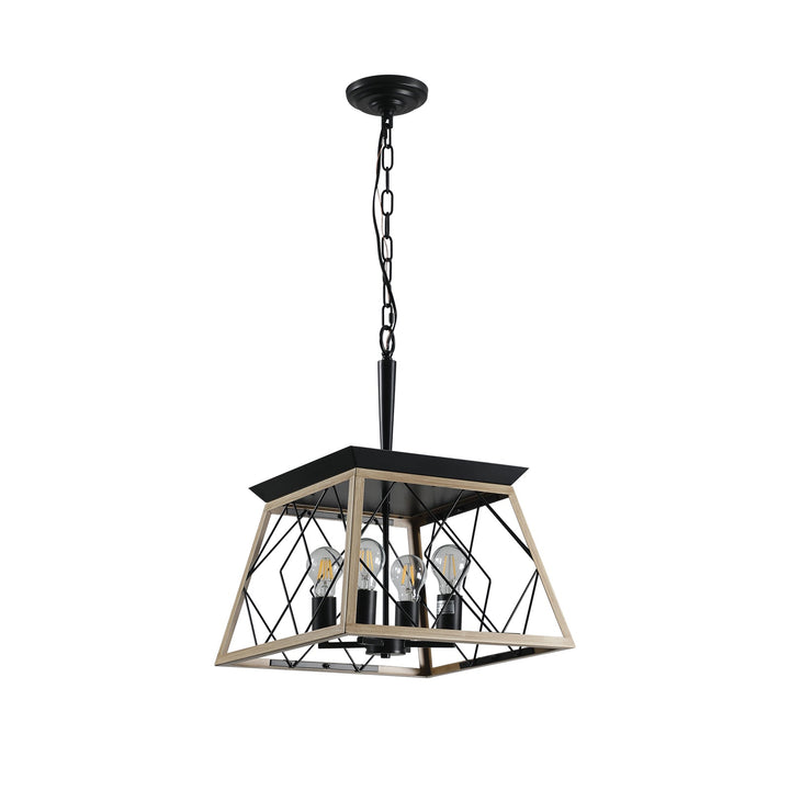 4-Light Farmhouse Chandelier for Dining Room, Matte Black