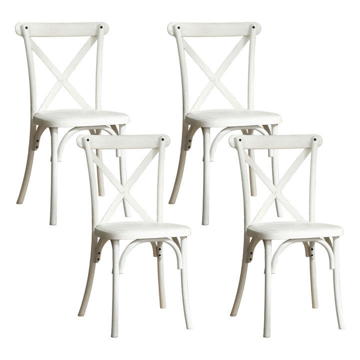 Farmhouse Cross-Back Dining Chairs, Set of 4, Lime Wash