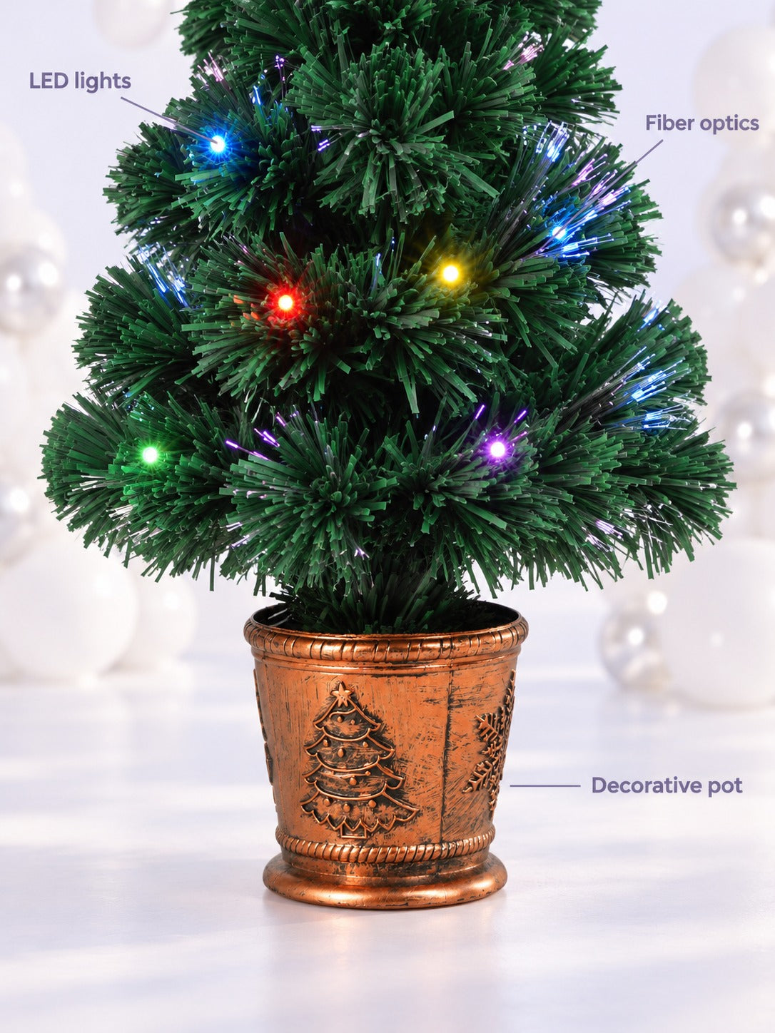 4-Piece Fiber Optic Christmas Tree Set with LED Lights