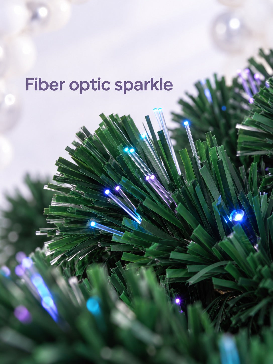 4-Piece Fiber Optic Christmas Tree Set with LED Lights