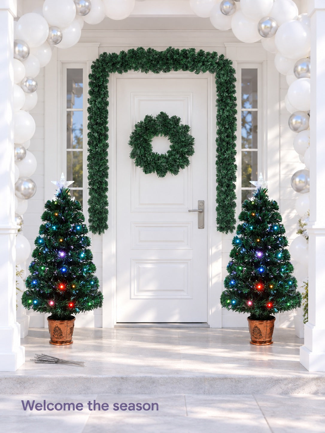 4-Piece Fiber Optic Christmas Tree Set with LED Lights