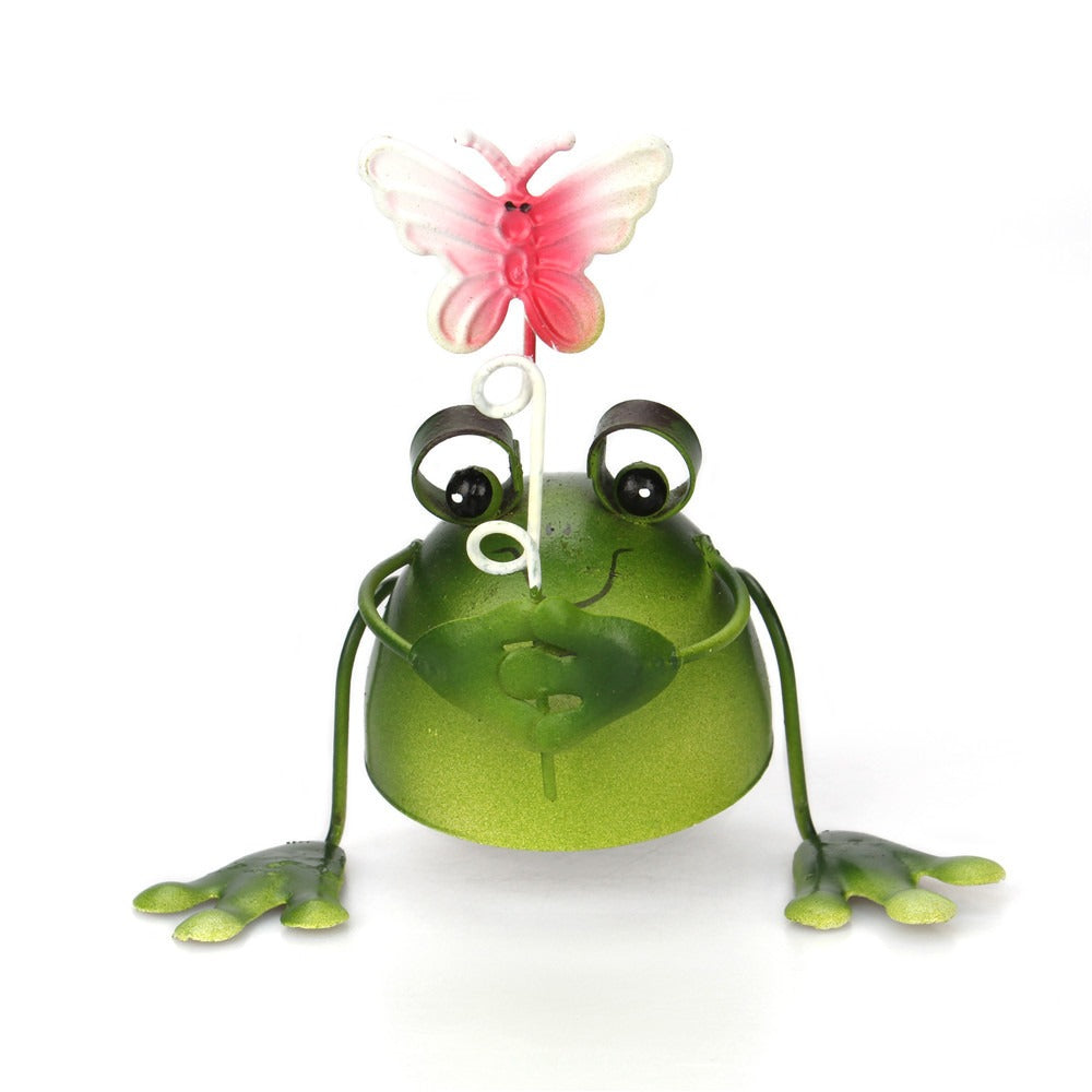 Iron Frog Garden Ornaments Set for Playful Garden Decor