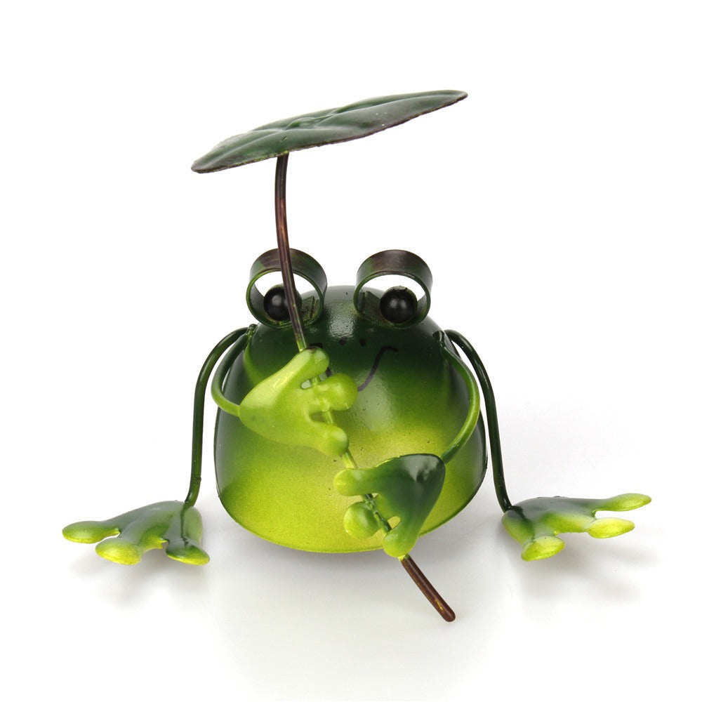 Iron Frog Garden Ornaments Set for Playful Garden Decor