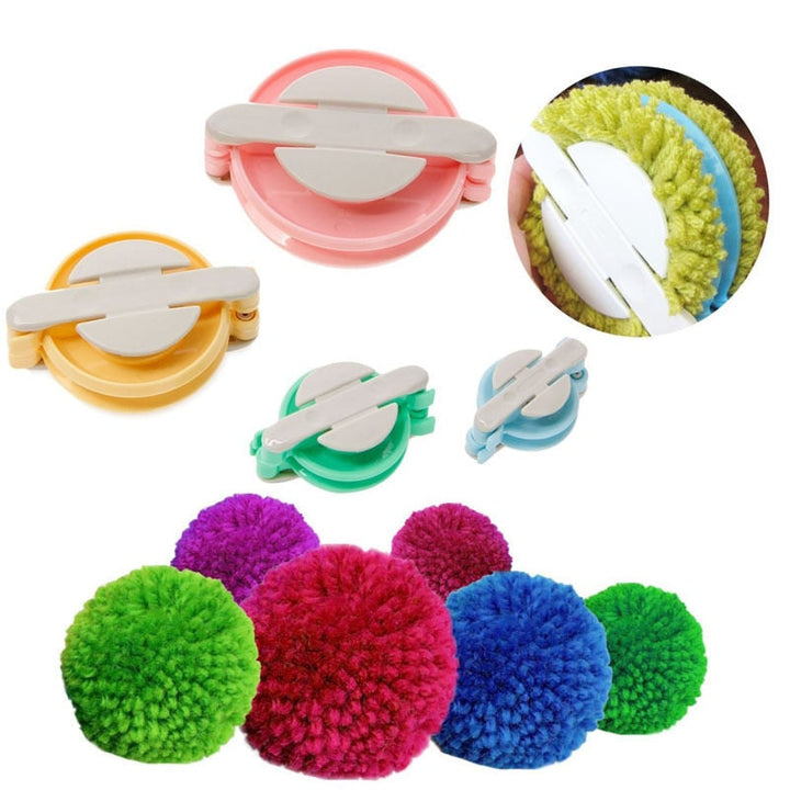 Pom Pom Maker Set with 4 Sizes for Fluffy Pom-Poms