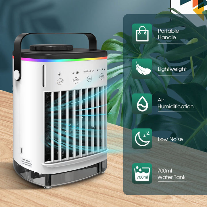 Portable Air Cooler Fan with Humidifier, 700ml Tank