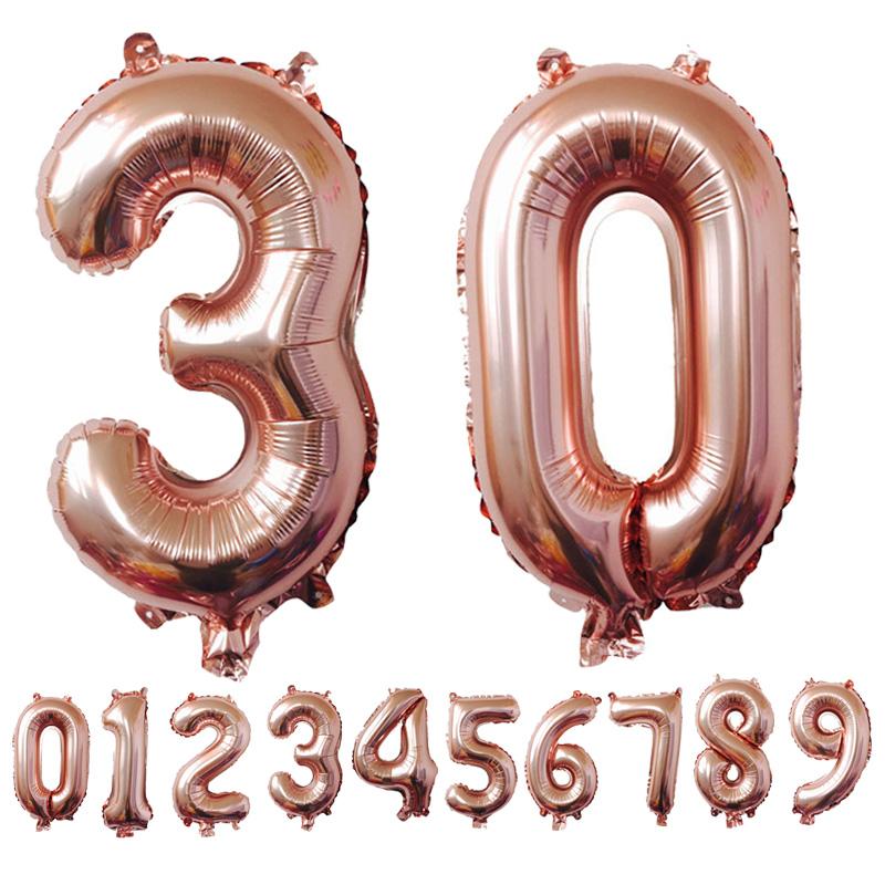 40-Inch Rose Gold Number Foil Balloons for Parties