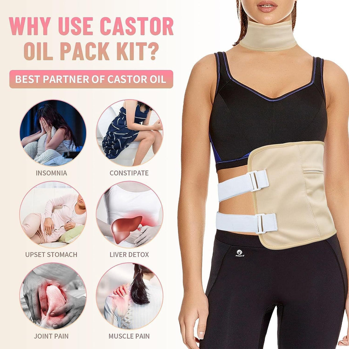 Castor Oil Therapy Wrap — Leak-Proof Relief for Pain & Detox